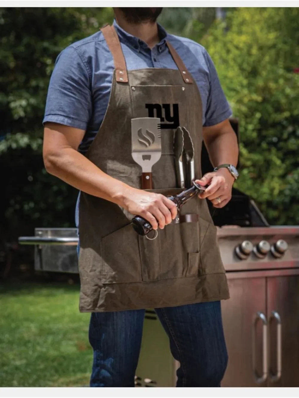 NEW YORK GIANTS - BBQ APRON WITH BOTTLE OPENER